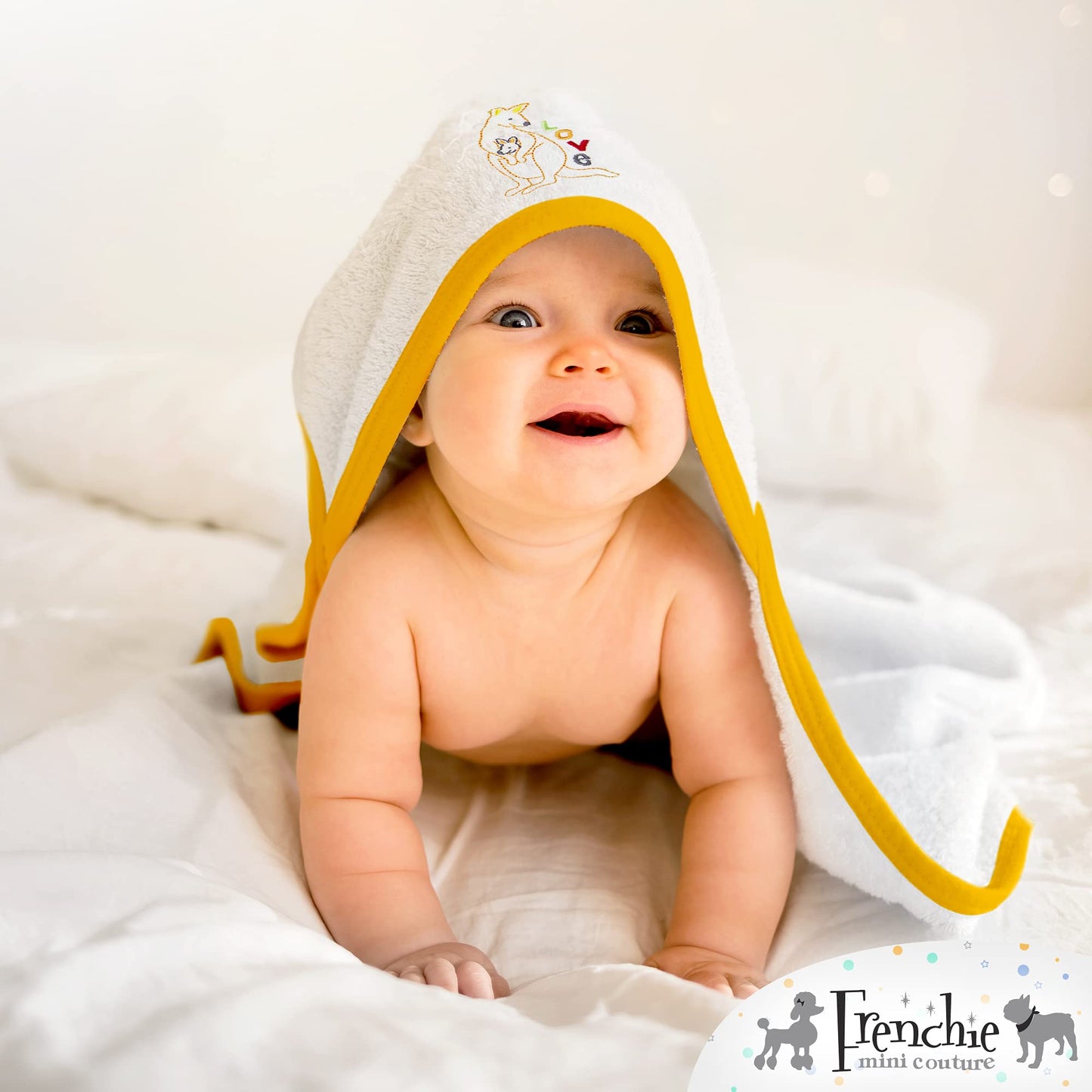 Frenchie Mini Couture, Hooded Bath Towels For Babies, 80% Cotton/20% Polyester, Wild Animal Design Baby Bath Towel Set, Pack Of