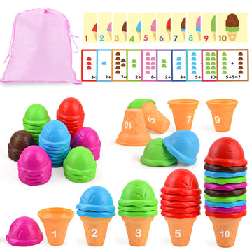 Sotodik Ice Cream Counting and Color Sorting Stacking Toys for Kids Boys Girls Age 3-5,Montessori Preschool Kindergarten Learnin