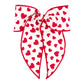 Wee Ones Girls' Heart Print Bowtie With Twisted Wrap Whimsy Tail Hair Bows On A Weestay Clip, Handmade, Medium