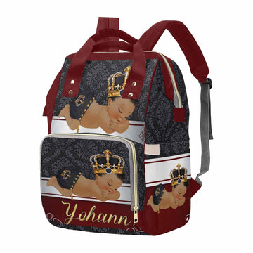 M Yescustom Personalized Baby Diaper Bag, Vintage Custom Red Crown Prince Diaper Bag With Name, Waterproof Diaper Bag Backpack M