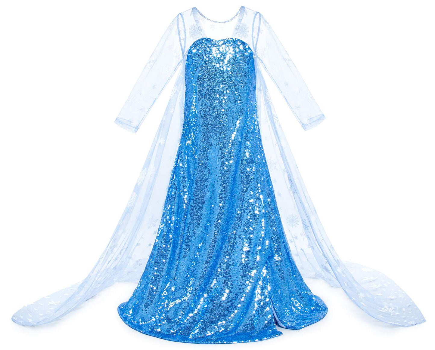 Luxury Shining Princess Costume Dress With Long Snowflake Cape For Girls Birthday Party 3T 4T