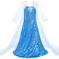 Luxury Shining Princess Costume Dress With Long Snowflake Cape For Girls Birthday Party 9-10 Years