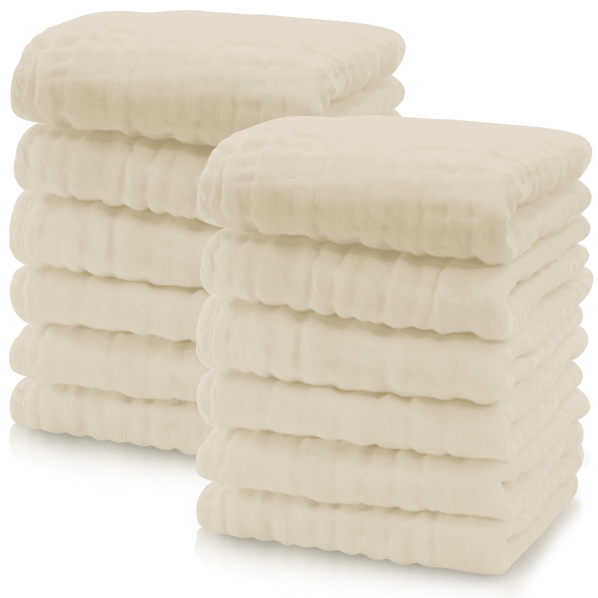 Cute Castle 12 Pack Muslin Baby Washcloths - Large 12'' By 12'' - Ultra Soft 100% Cotton - Super Absorbent Burp Cloths For Unise
