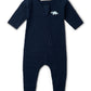 MONICA + ANDY One Piece, 6-9 Months, Ribbed Blue Dino, 100% Organic Baby Clothes for Girls & Boys, Zip Up, Sustainable Super Sof