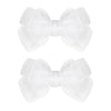 3.5-Inch Organza Hair Bows For Girls - Elegant Sheer Ribbon Alligator Clips For Toddlers, Kids, And Teens - Pack Of 2, White