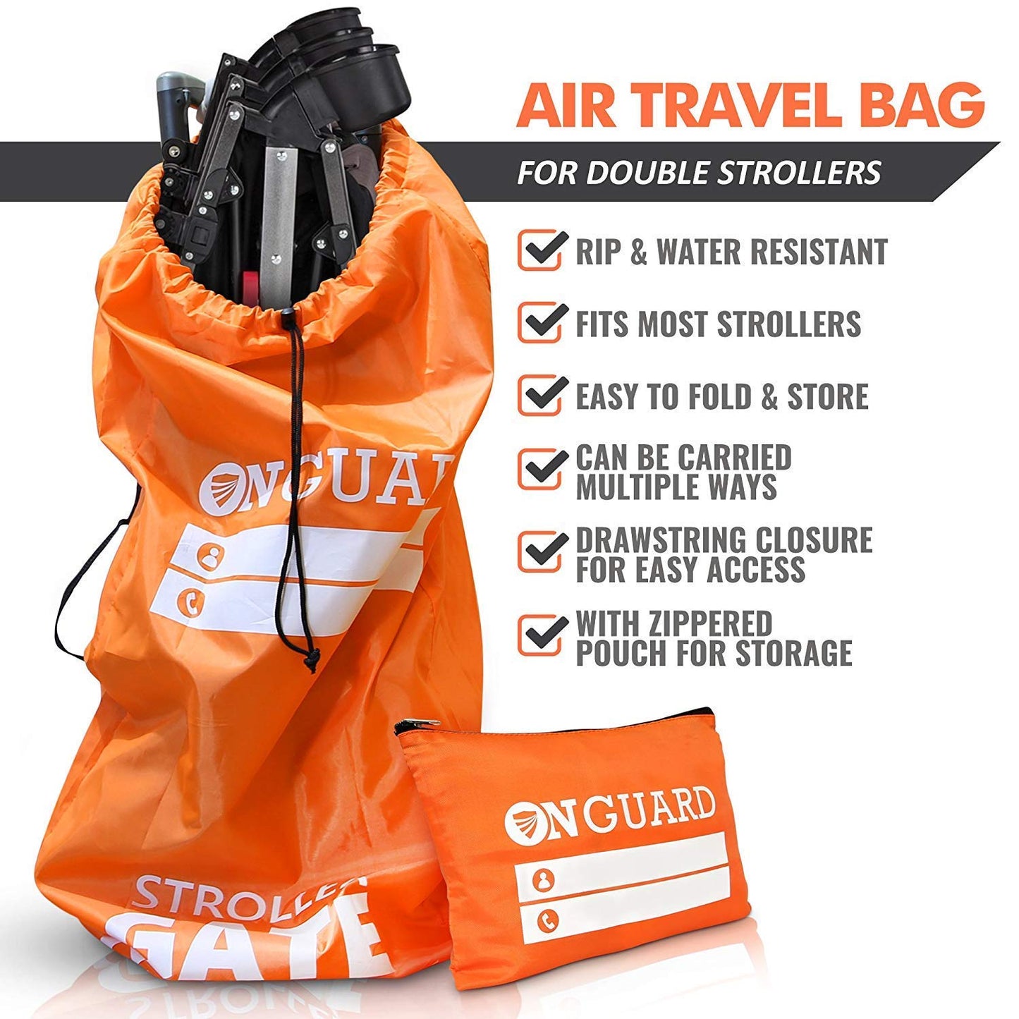 Onguard Waterproof Single And Double Stroller Bag For Airplane - Travel Stroller Cover - Airplane Stroller Travel System - Gate