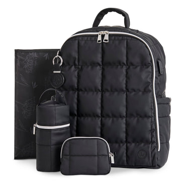 Hannah & Sophia North Travel Diaper Backpack, 5-Piece Baby Bag Organizer Set with USB-C Charging Port, Changing Pad, Insulated B