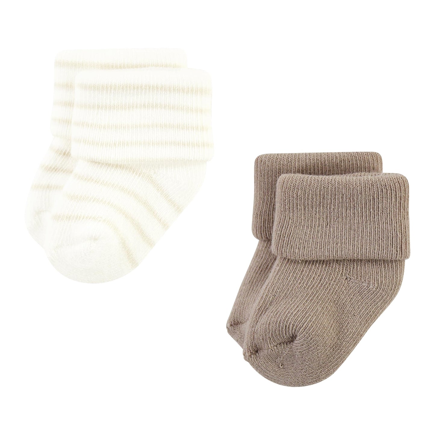 Hudson Baby Unisex Baby Cotton Rich Newborn And Terry Socks, Beige Stripe 12 Pack, 6-12 Months