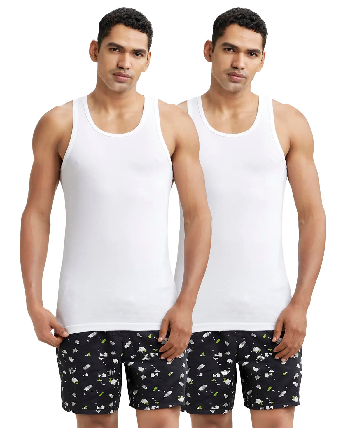 Jockey 8820 Mens Super Combed Cotton Round Neck Sleeveless Vest with Extended Length for Easy Tuck (Pack of 2)_White_M