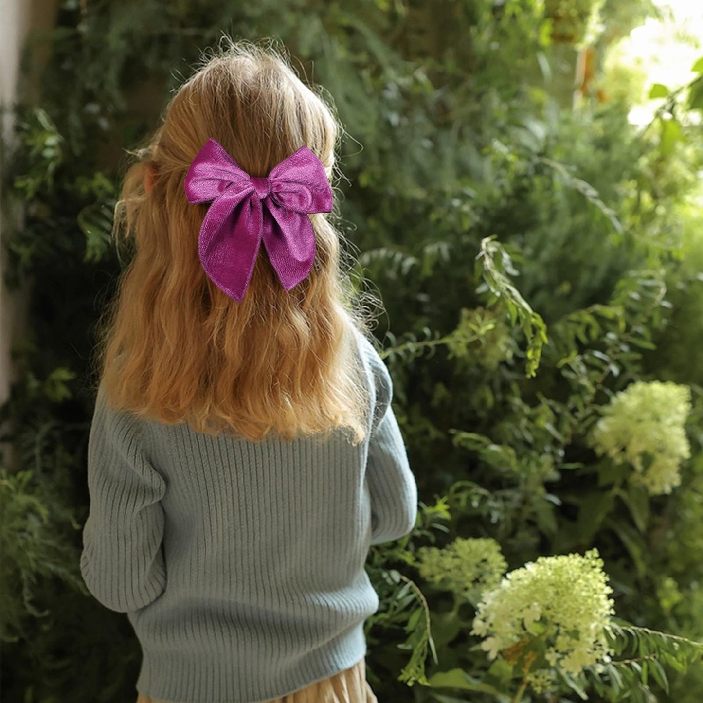 5In Hot Pink Velvet Fable Bow Hair Clip Barrettes Baby Girls Women Large Velvet Ribbon Sailor Bow Alligator Hairpins Birthday Pa