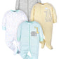Gerber Unisex Baby 4 Pack Sleep 'N Play Footie Animals Green 0-3 Months
