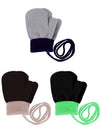 SATINIOR 3 Pairs Toddler Magic Stretch Mittens Full Finger Knit Gloves Winter Warm Mittens (Black with Green, Camel Color with K