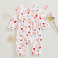 Doisbetthsay Valentines Day Baby Girl Outfit Long Sleeve Heart Print Romper Bodysuit Jumpsuit With Headband Baby Clothes (Valent