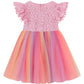 Rjxdlt Toddler Girl Dress Baby Girl Tulle Dress Flutter Sleeve Tutu Flower Girl Dress 6 Years Pink Rainbow 396