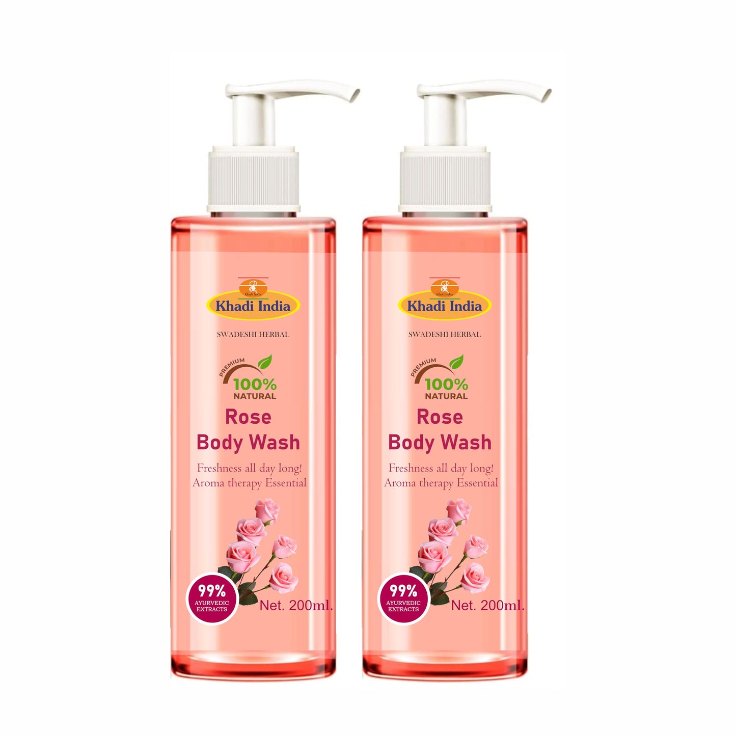 Khadi 100% Pure Natural Herbal Bulgarian Rose Petal Body Wash| Cleaner And Glowing Skin| Shower Gel With Fragrance Of Rose And H