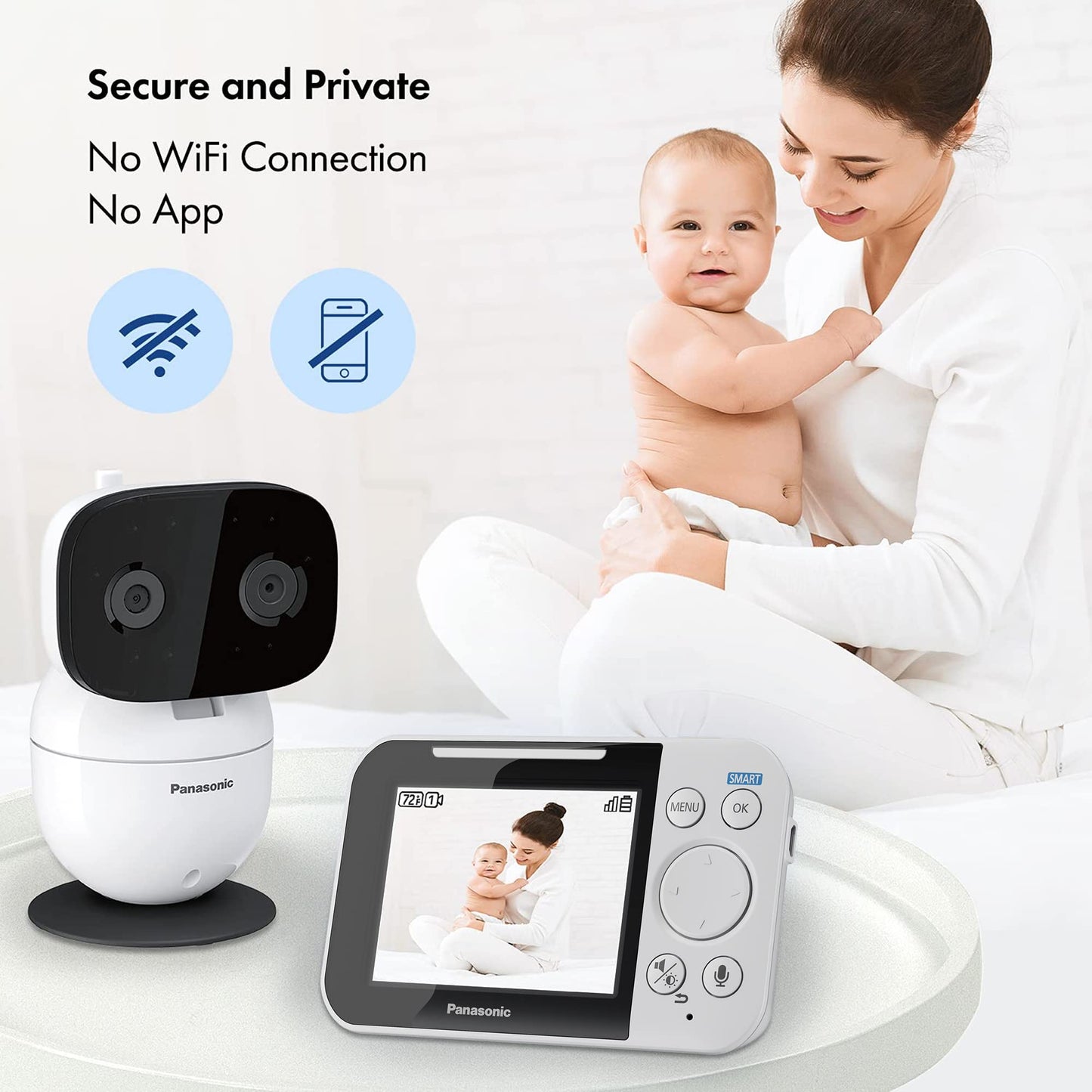 Panasonic Baby Monitor With Camera And Audio, 3.5    Color Video Baby Monitor, Extra Long Range, Secure Connection, 2-Way Talk,