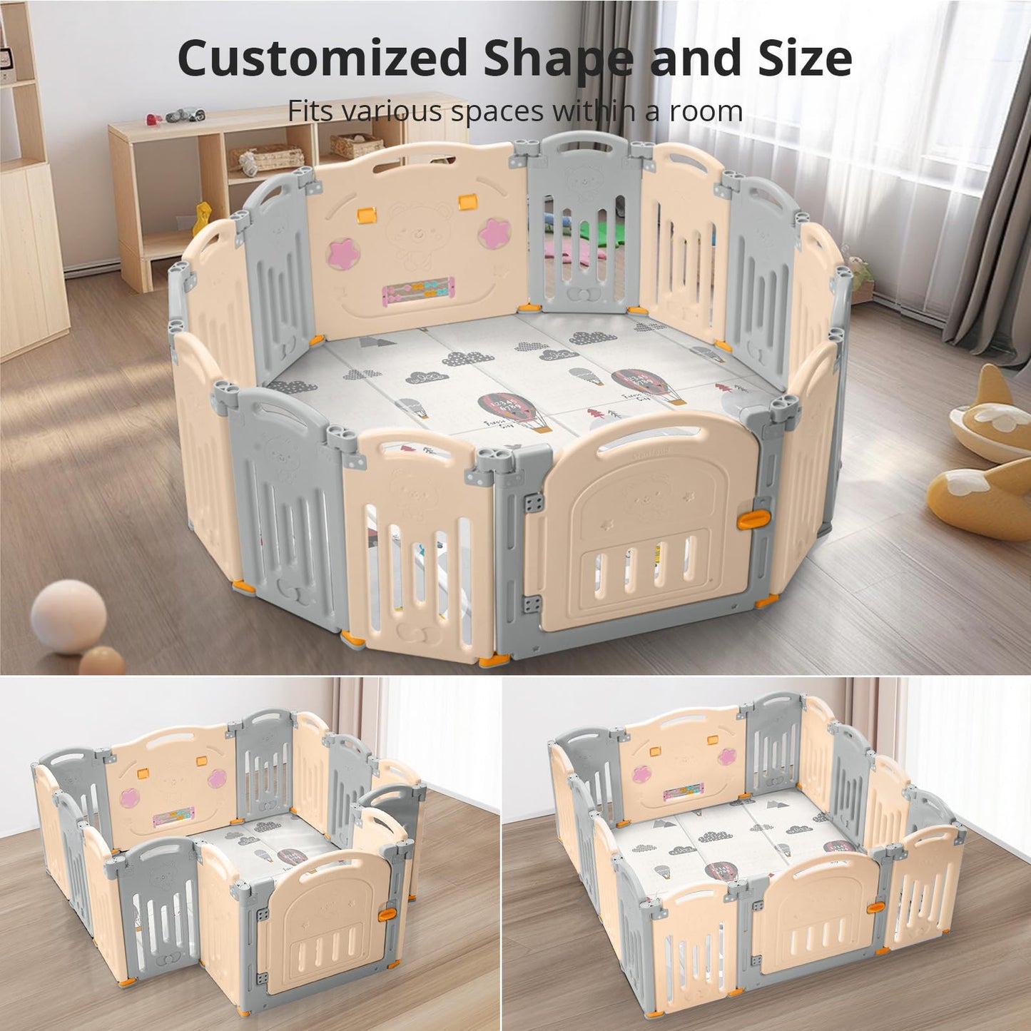 Uanlauo Baby Playpen,Large Play Pens For Babies And Toddlers, Sturdy Baby Play Yards With Anti-Slip Base, Non-Toxic, Safe Indoor