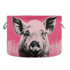 Canvas Storage Organizer Bin, Pig (4) Storage Basket Laundry Hamper with Handle for Clothes Playroom Decor, Large, 20 in Diamete