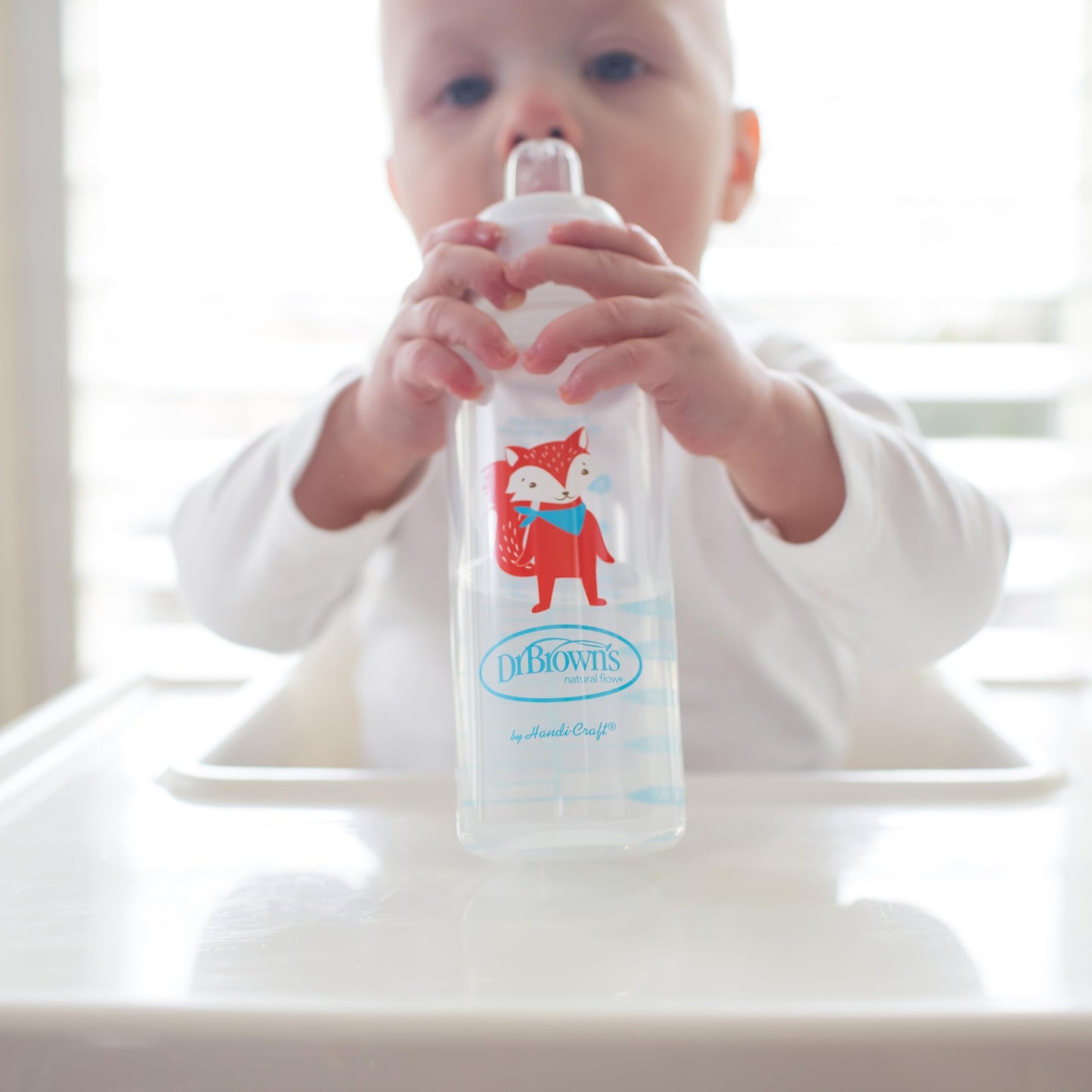 Dr. Browns Milestones Narrow Sippy Bottle, 100% Silicone Soft Sippy Spout, 8Oz/250Ml, Fox, 6M+