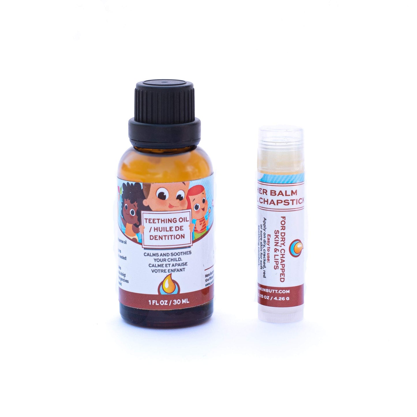 Punkin Butt Baby Teething Oil and Weather Lip Balm Bundle for Sore Gum Relief and Chapped Lips | All Natural, Organic, Safe for 