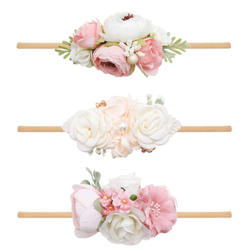 Mligril Baby Girl Flower Headbands Set Hair Accessories -Elastic Hair Band Crown Floral Wraps Birthday Christmas Gifts For Newbo