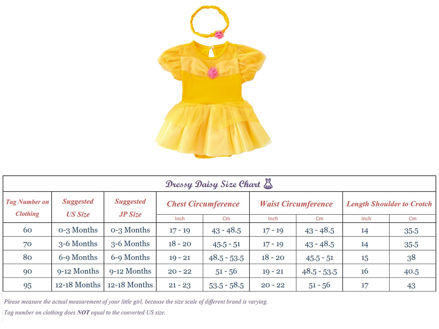 Dressy Daisy Baby Girls Princess Dress Onesie Bodysuit Romper Halloween Costume with Headband Size 3-6 Months Yellow 268