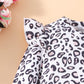 Retsugo Little Girls 2 Piece Outfits White Leopard Aop Sweatshirts Ruffle Sleeve Toddler Shirt And Leggings Set Kids Clothes Gir