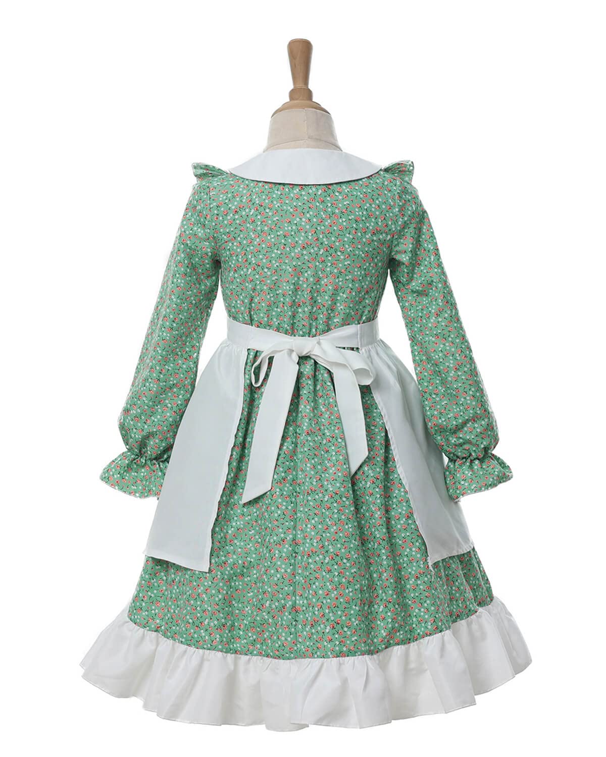 Nuoqi Prairie Dresses For Girls Pioneer Girl Laura Ingalls Wilder Costume With Apron 6-7 Green