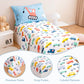 Perfemet 4-Piece Toddler Bedding Set Boys Cars Toddler Comforter With Sheets Reversible Lightweight Blue Vehicles Toddler Bed Se
