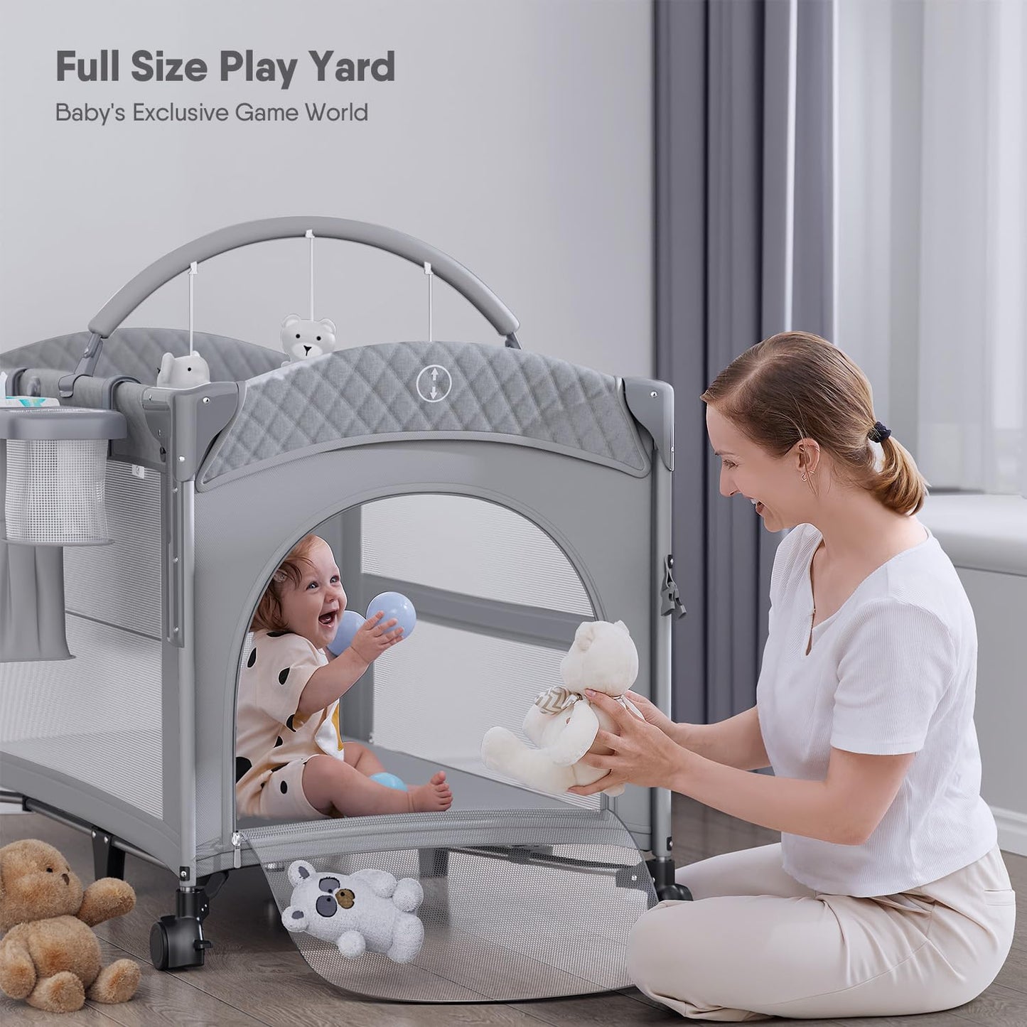 Obee Odee 4 In 1 Baby Bassinet, Pack And Play, Bedside Crib Sleeper, Diaper Changer - Comes With Mattress, Mosquito Net,Bottom S