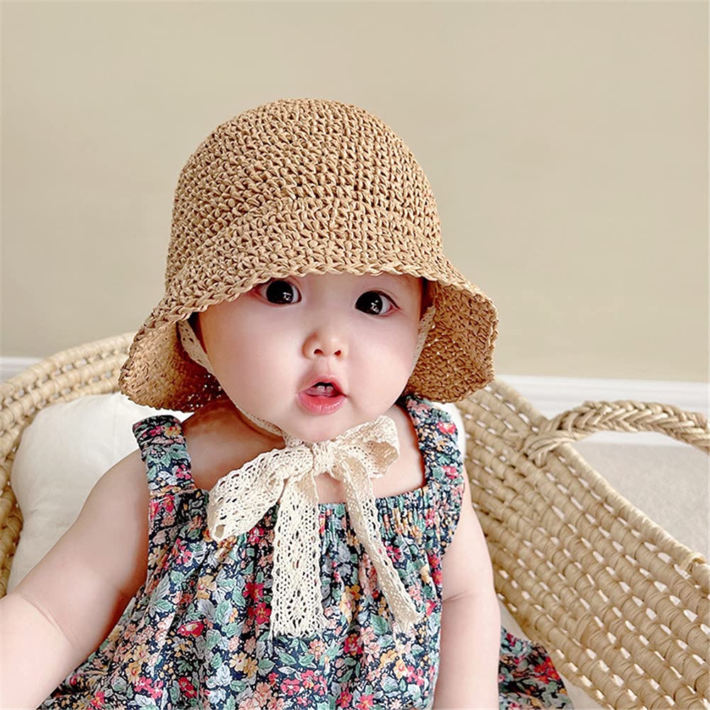 Little Girls Floppy Foldable Packable Wide Brim Summer Sun Hats Beach Straw Hat Baby Photography Straw Hats Khaki