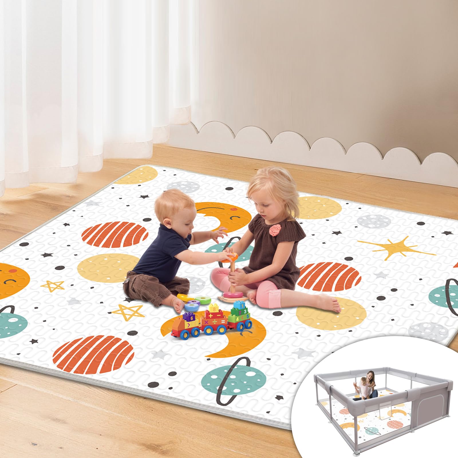 Hiaksedt Baby Play Mats For Floor, 50X50 Inch Playmat For Playpen, Thicken Soft Padding Sponge Playmats For Babies And Toddlers