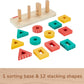 Fisher-Price Wood Toddler Toy Shape Stacker, 13-Piece Wooden Sorting Activity for Fine Motor Play Preschool Kids Ages 2+ Years