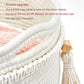 Mkono Macrame Decorative Cotton Rope Basket Boho Cute Woven Tassel Closet Storage Bins Organizer For Nursery,Baby Toys,Blankets,