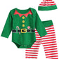 Aslaylme Baby Boy Christmas Outfit Xmas Clothes Elf Bodysuit (Green,18-24 Months)