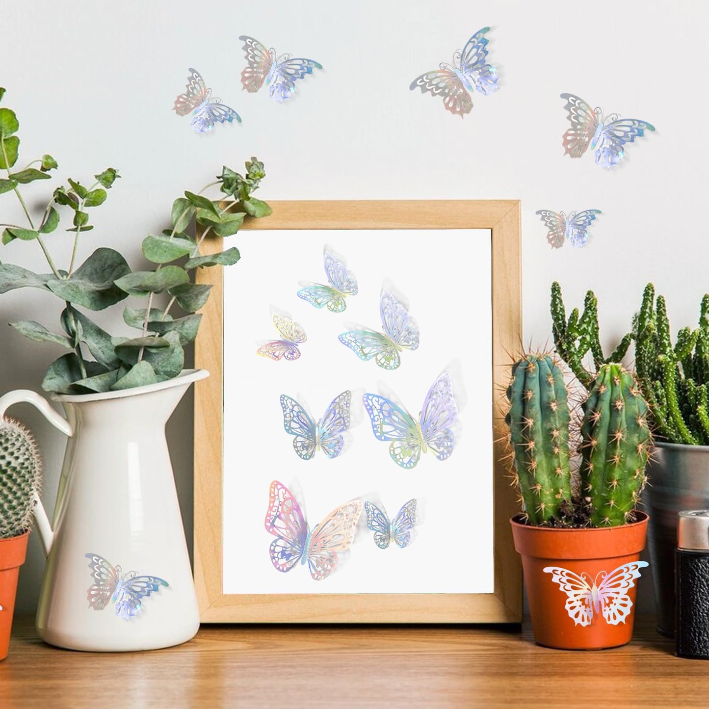 72 Pcs Laser Butterfly Decorations, 3D Butterfly Decoration With 3 Styles 3 Sizes, Removable Butterfly Wall Decor Stickers (Lase