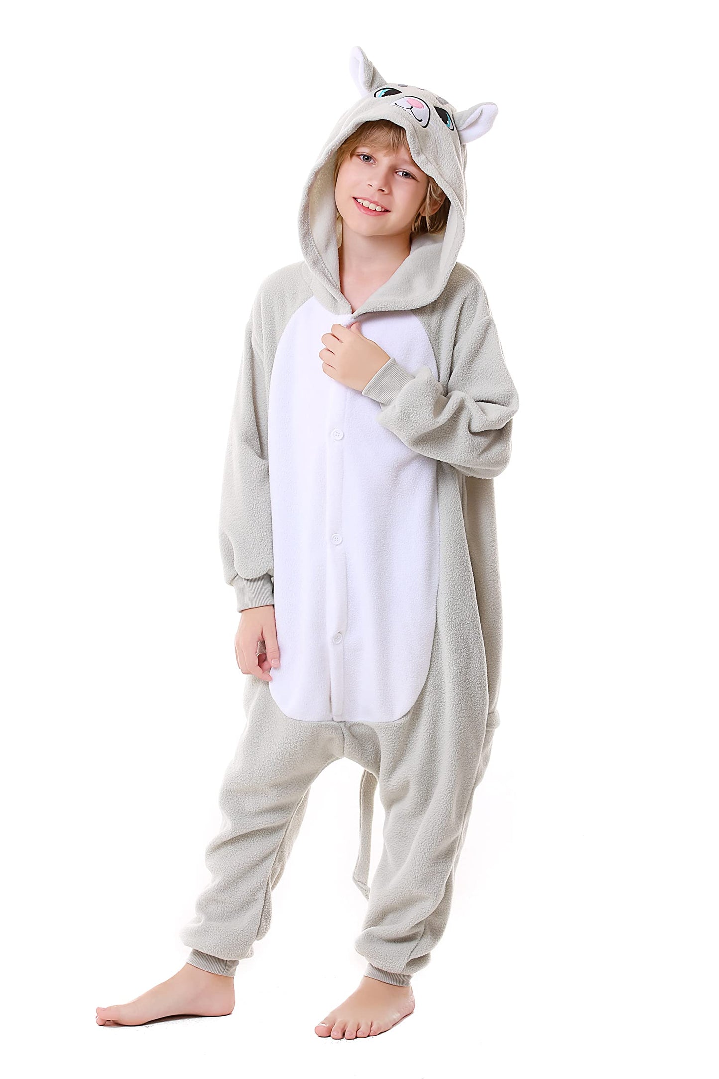 Canasour Cat Onesie Kids Halloween Cosplay Costume Girls One Piece Pjs Anime Unisex Hoodie Pajamas Grey For 5T Boys Party Pyjama