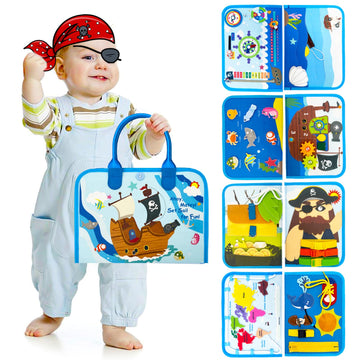 Busy Board for Toddlers 8 in 1 Montessori Toys for 2 Year Old Girl Boy Birthday Gift Preschool Learning Activities with Life Ski