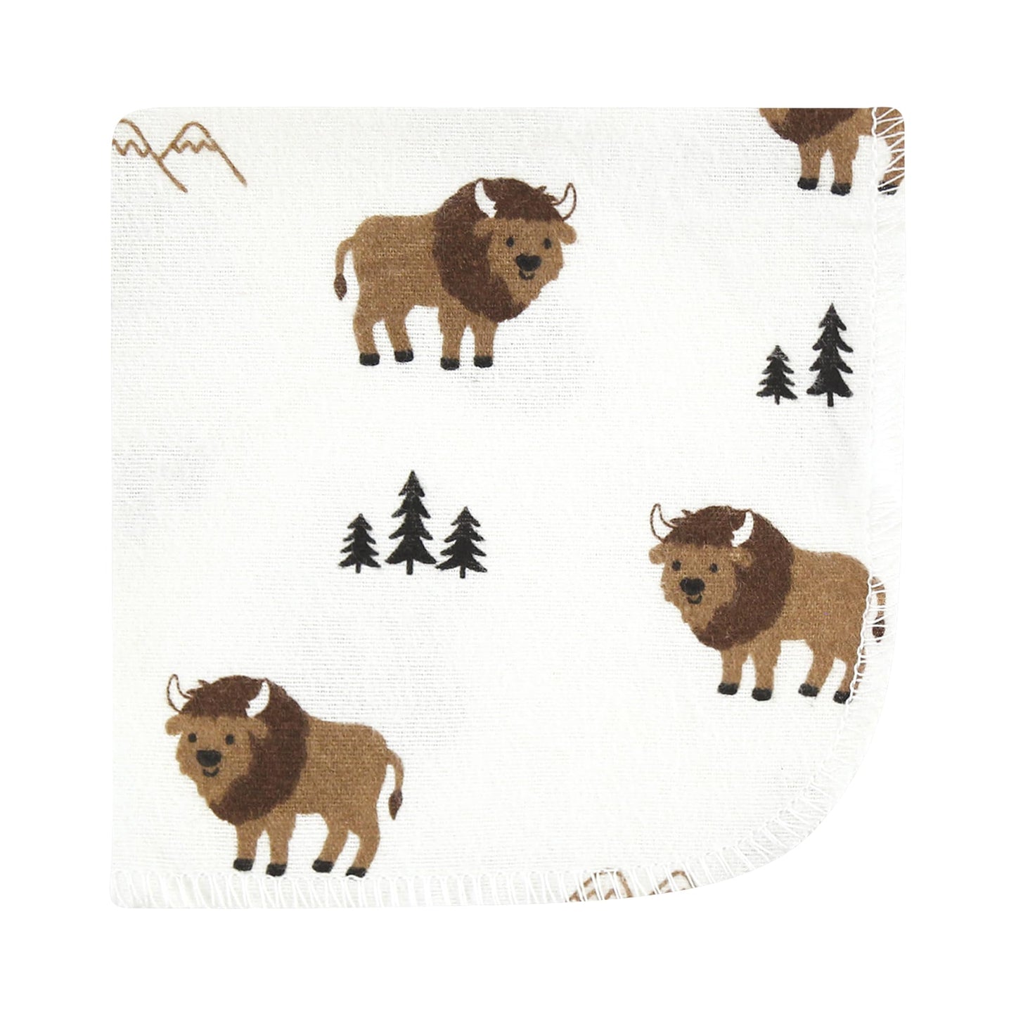 Hudson Baby Unisex Baby Flannel Cotton Washcloths, Wild Buffalo 10 Pack, One Size