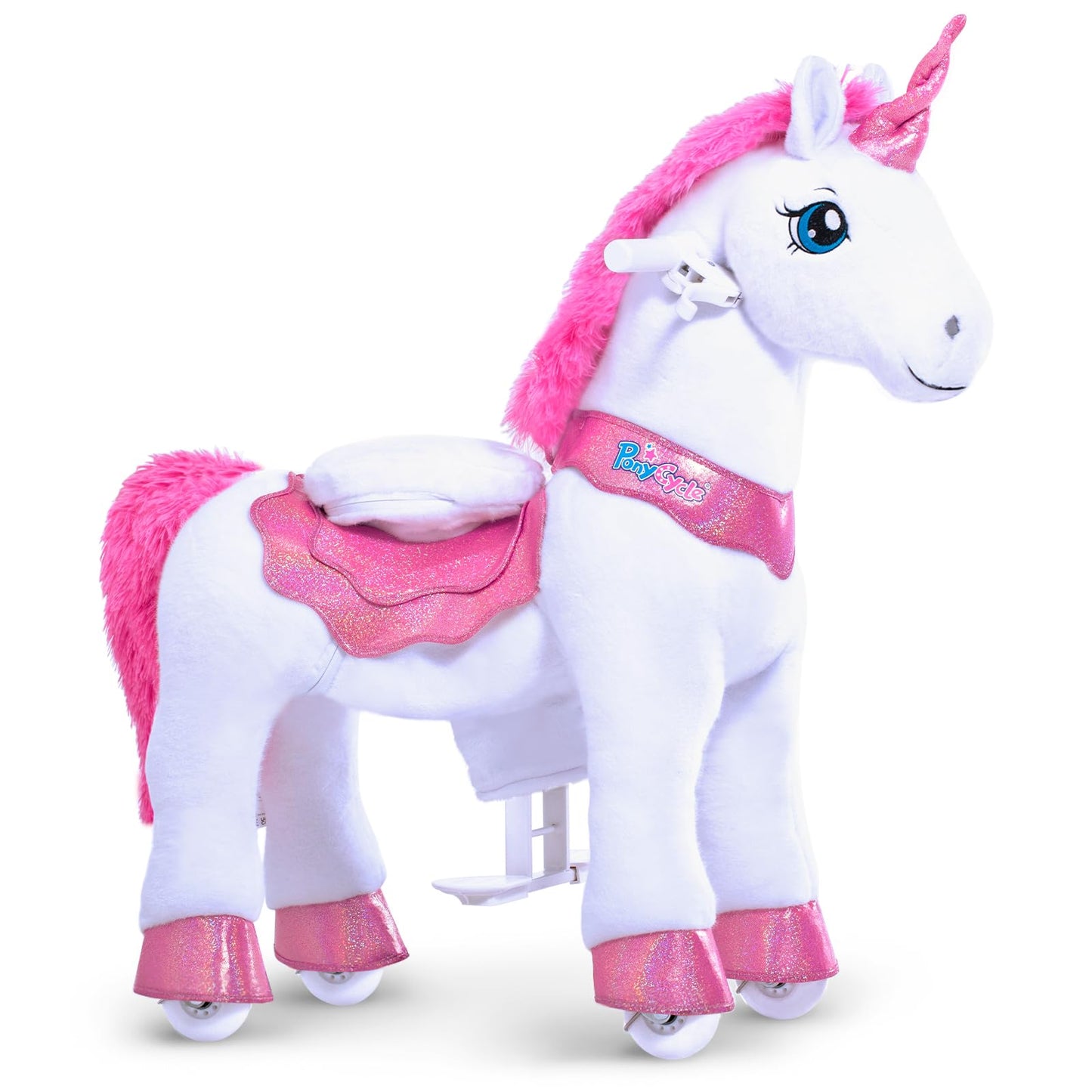 PonyCycle Ride on Unicorn Ride on Toys for Girls Riding Pink Unicorn Rocking Horse Essential Model E (with Brake/ 30 Height/Size