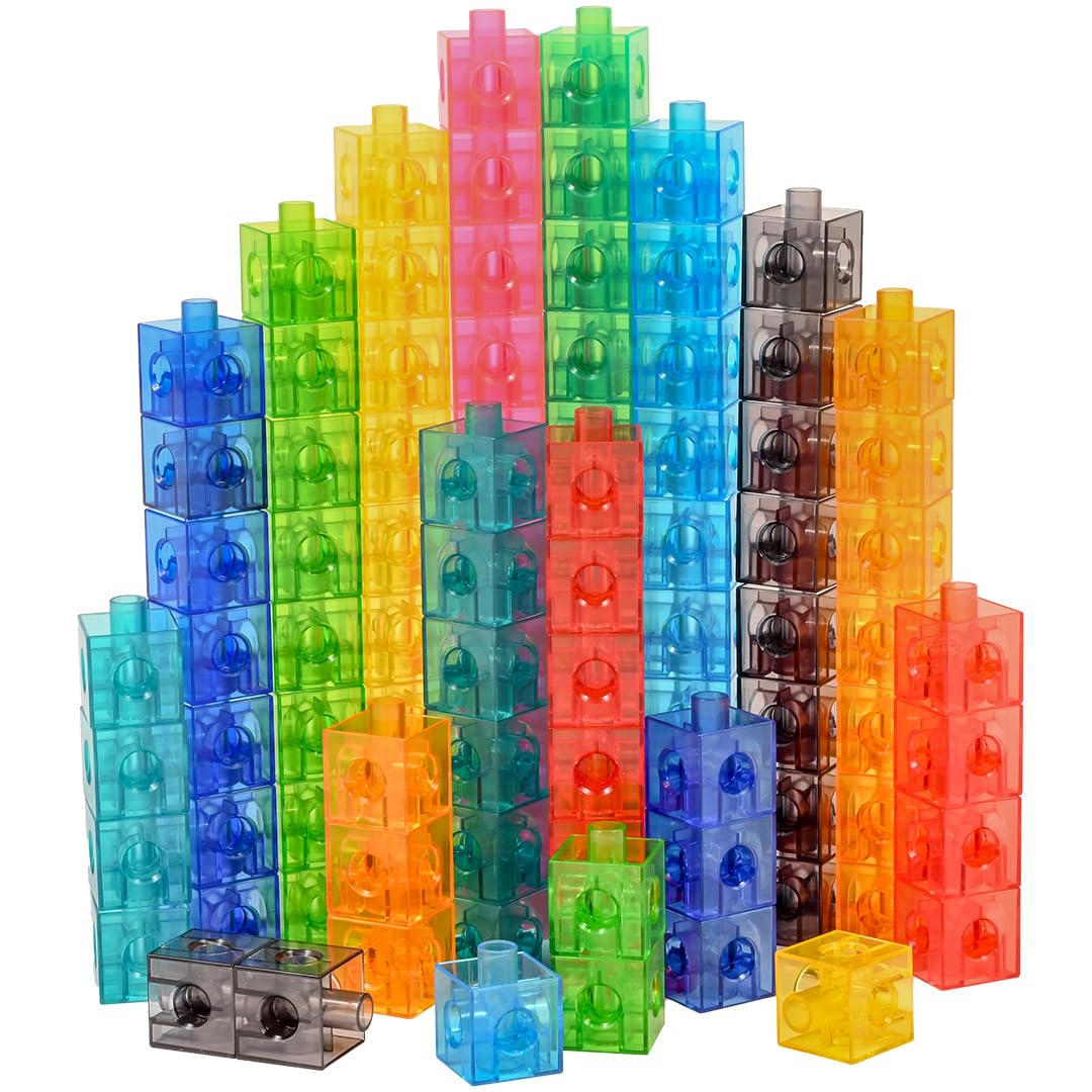 edxeducation Translucent Linking Cubes - Construction Toy for Early Math - Set of 100 - 0.8 Inch - Light Table Toy - Elementary 