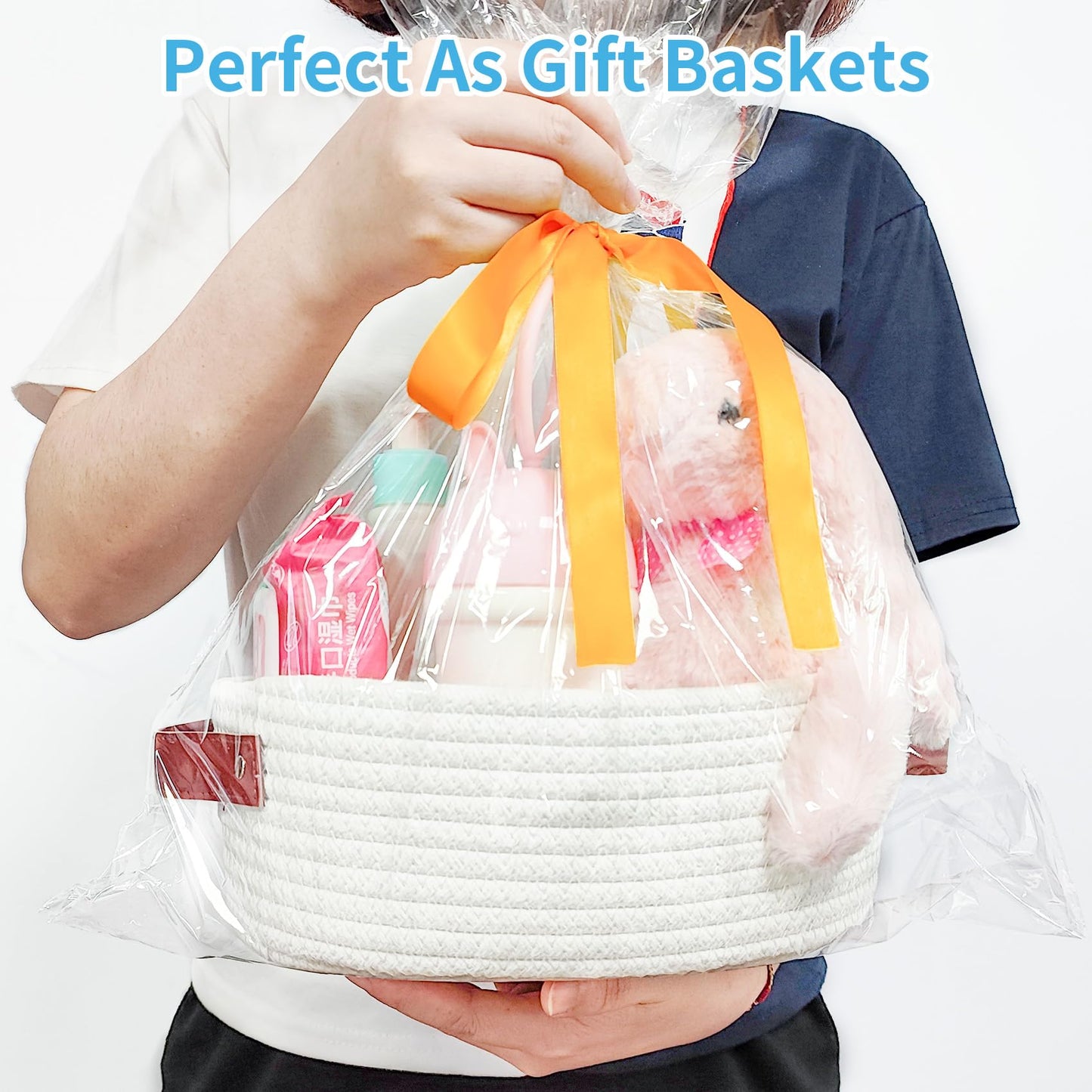 Abenkle Small Woven Basket, Mini Cotton Rope Storage Tiny Shelf Oval Decorative Toy Dog Cat Bin For Nursery, Empty Gift Basket W