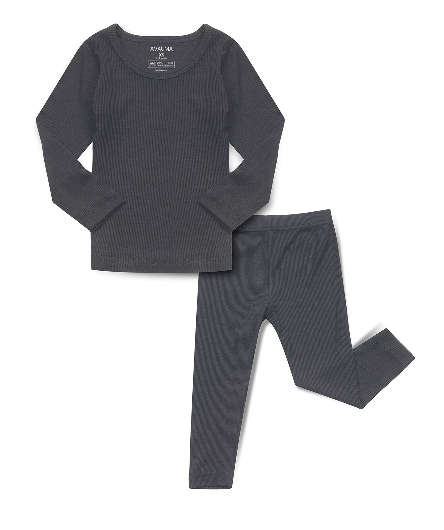 Avauma Baby Boys Girls Pajama Set Kids Toddler Snug Fit Ribbed Sleepwear Pjs For Daily Life Style (M/Charcoal(L))