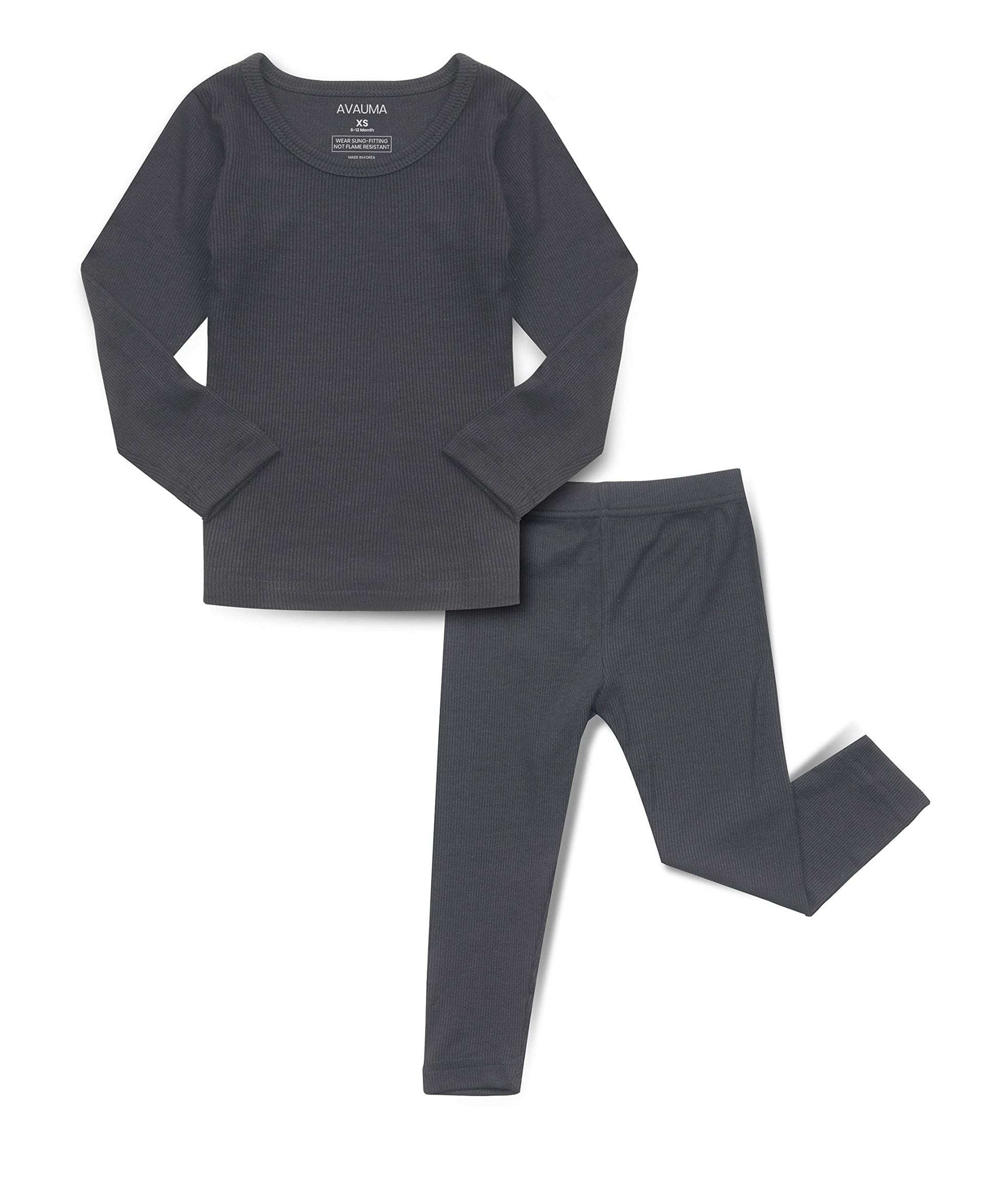 Avauma Baby Boys Girls Pajama Set Kids Toddler Snug Fit Ribbed Sleepwear Pjs For Daily Life Style (S/Charcoal(L))