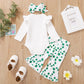 Shalofer Baby Girl Shamrock Outfit Newborn Girl Lucky Charm Bodysuit(Green-Flare Pants,0-3 Months)