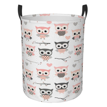 Foruidea Owl Laundry Basket,Laundry Hamper,Collapsible Storage Bin,Oxford Fabric Clothes Baskets,Nursery Hamper For Home,Office,