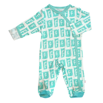 Babysoy Organic Newborn Baby Alphabet Footie Onepiece With Feet (03-06 Months, F)
