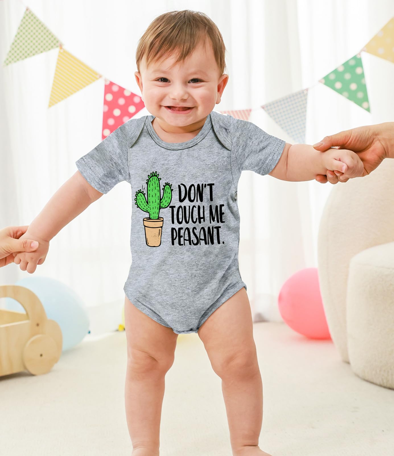 Unicomidea 3-6 Months Baby Rompers Infant Baby Girls Bodysuit Funny Letter Of Shit Don'T Touch Me Peasant Softy Baby Short Sleev