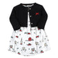 Hudson Baby Baby Girls Cotton Dress And Cardigan Set, Christmas Scene, 4 Toddler