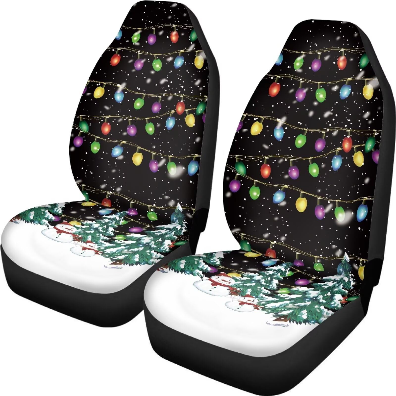 Whosucclay Christmas Tree Lights Car Seat Covers for Front Seats Only, Universal Seat Covers for Auto Truck Van SUV, Car Accesso